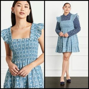 EUC Hill House Elizabeth Nap Dress in Blue Trailing Vine